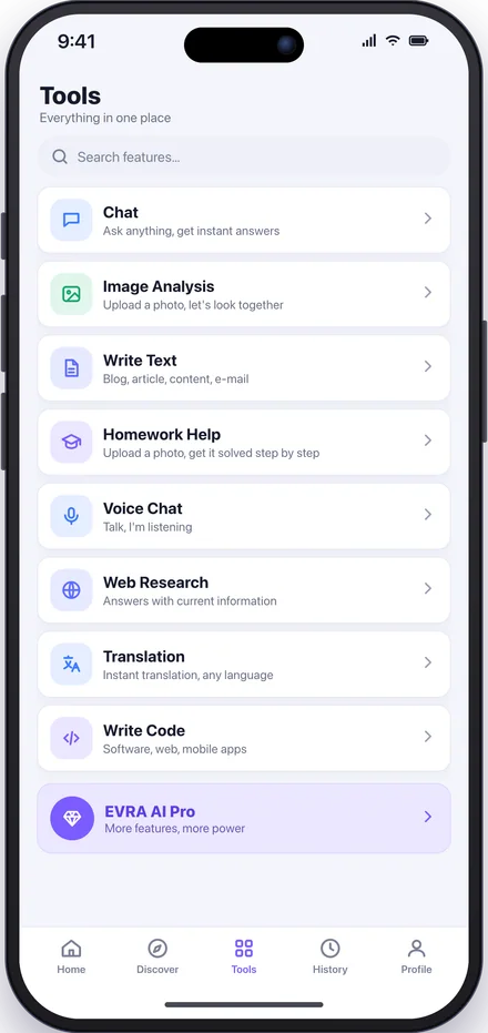 20+ tools, one tap away.