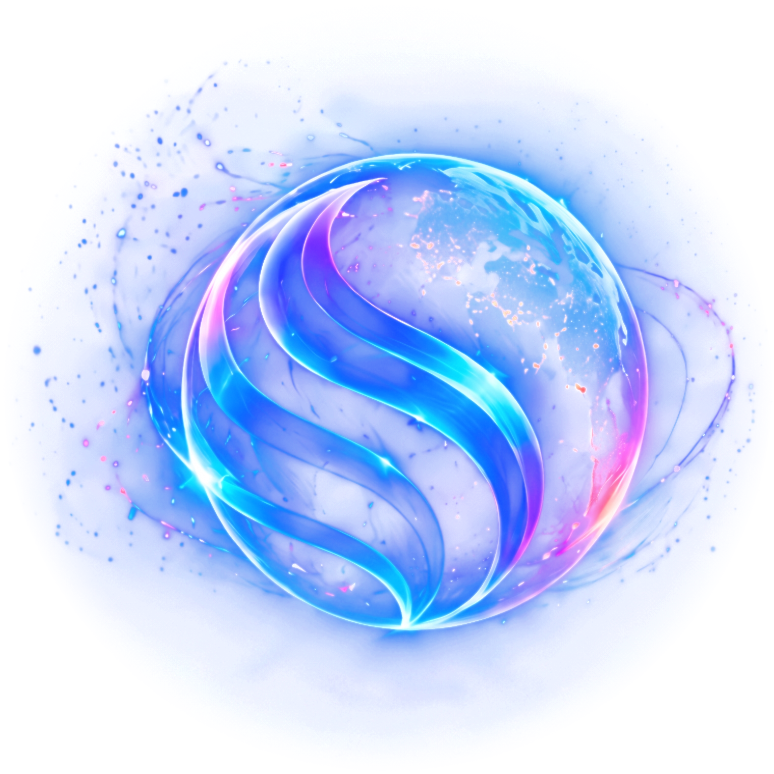 EVRA AI logo: a glowing globe wrapped by an S ribbon