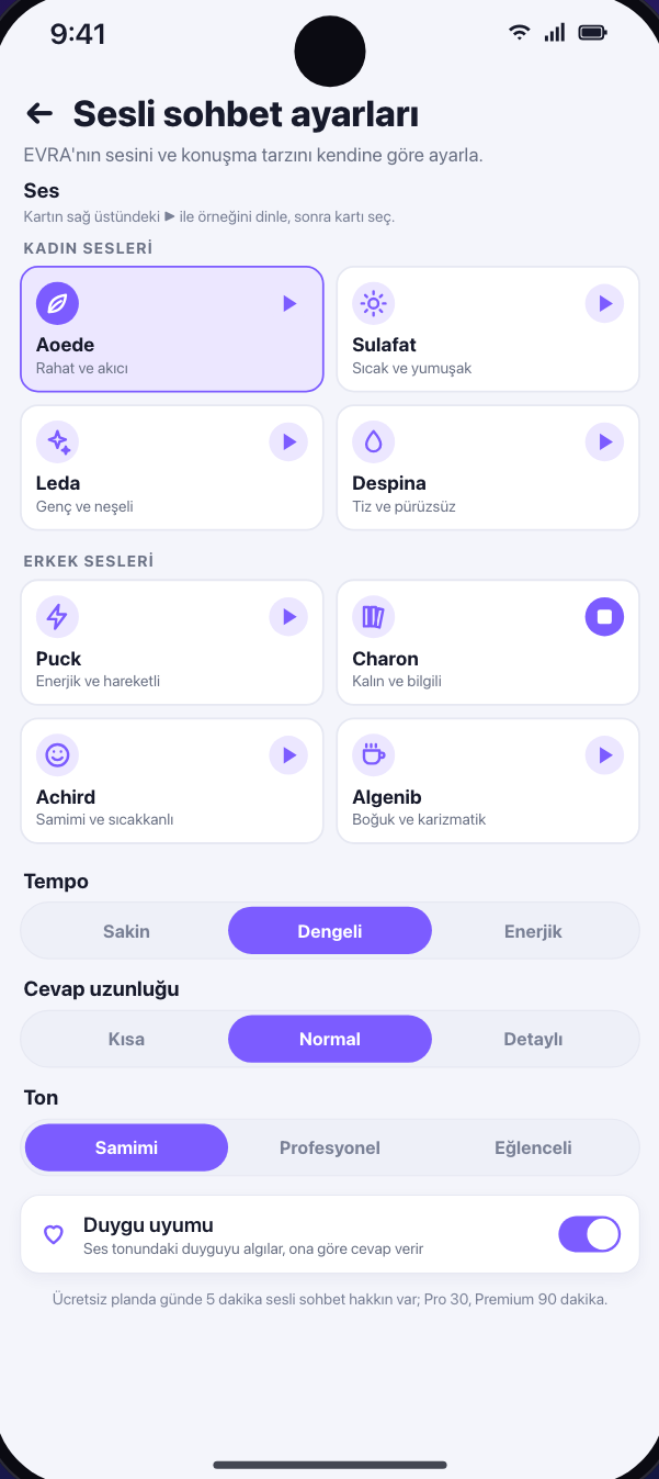 Voice settings